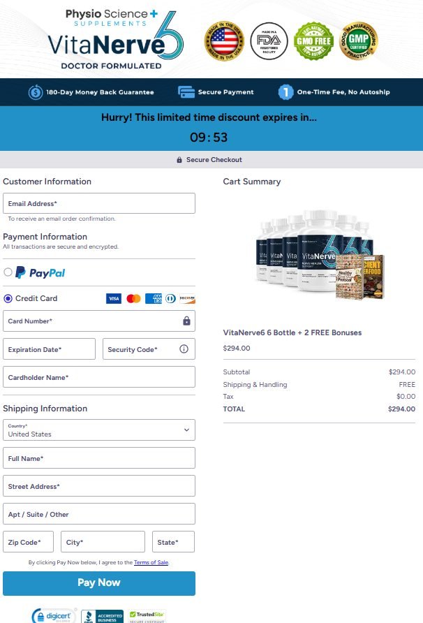 VitaNerve6 Secure Order Page